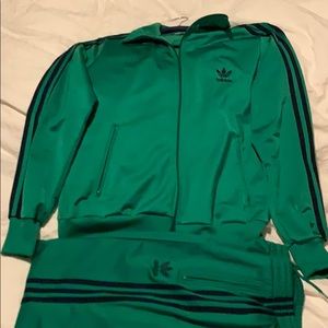 Adidas track suit. Green with navy.